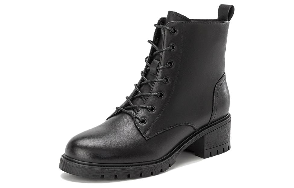 Order (W) 奥康圆头时尚中筒马丁靴‘黑色’ 1224913032