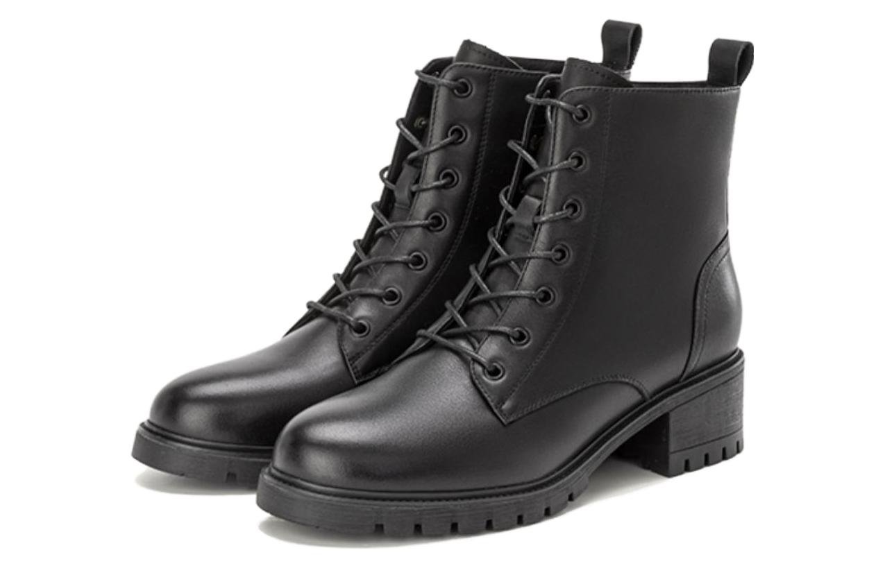 Lookbook (W) 奥康圆头时尚中筒马丁靴‘黑色’ 1224913032