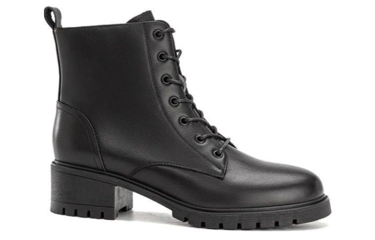 Shop (W) 奥康圆头时尚中筒马丁靴‘黑色’ 1224913032