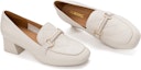 Shop (W) Aokang Kasut Kulit Tumit Tebal Fesyen Slip-On Hujung Bulat 'Beige' 1224414050