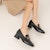 (W) Aokang Kulit Sepatu Leper Tumit Tebal 'Hitam' 1224414049