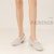 (W) Aokang Kasut Kulit Tumit Tebal Fesyen Slip-On Hujung Bulat 'Beige' 1224414050