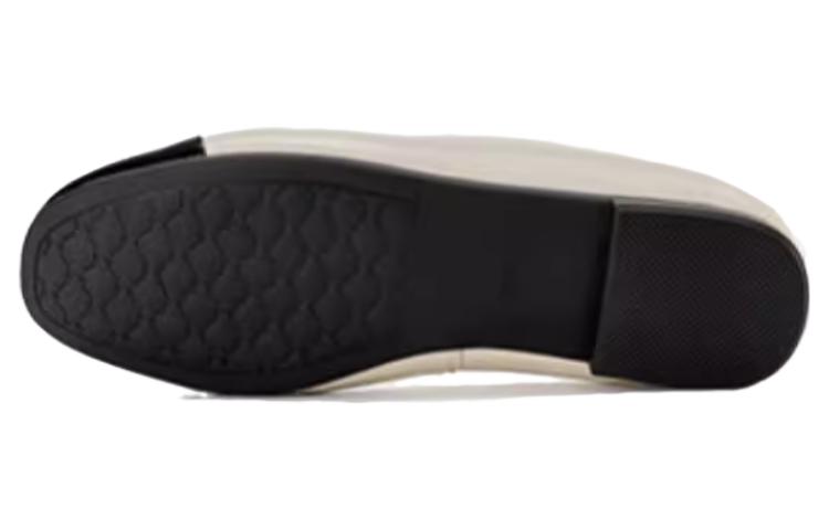 (W) Aokang Leather Round Toe Flat 'Beige Black' 圖 5