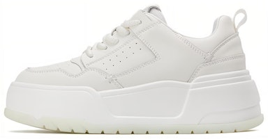 (Women) Aokang Leather Round Toe Lace-Up Low-Top Sneaker 'Beige' 1234422082 (Women) Aokang Leather Round Toe Lace-Up Low-Top Sneaker 'Beige' 1234422082