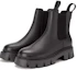 Order (W) Aokang Leren Rondneus Vetersluiting Halfhoge Chelsea Laars ''Zwart'' 1224914009