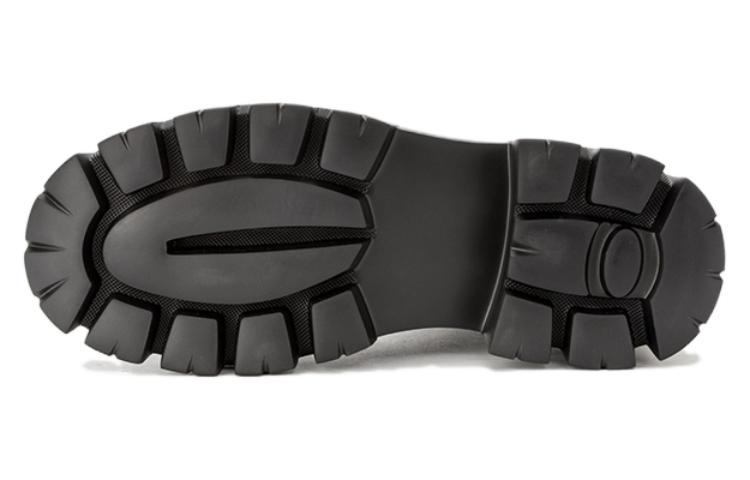 (W) Aokang Leather Round Toe Lace-Up Mid-Calf Chelsea Boot 'Black' 圖 3