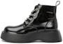 Buy (W) But Aokang Round Toe Martin Kulit Tumit Tebal Pertengahan Betis 'Hitam' 1224913043