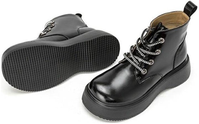 (Women) Aokang Leather Round Toe Thick Sole Mid-Calf Martin Boots 'Black' 1224913043 Lookbook (Women) Aokang Leather Round Toe Thick Sole Mid-Calf Martin Boots 'Black' 1224913043