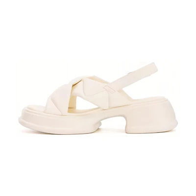 (W) Aokang Leather Sandals 'Fashion Open Toe Beige'