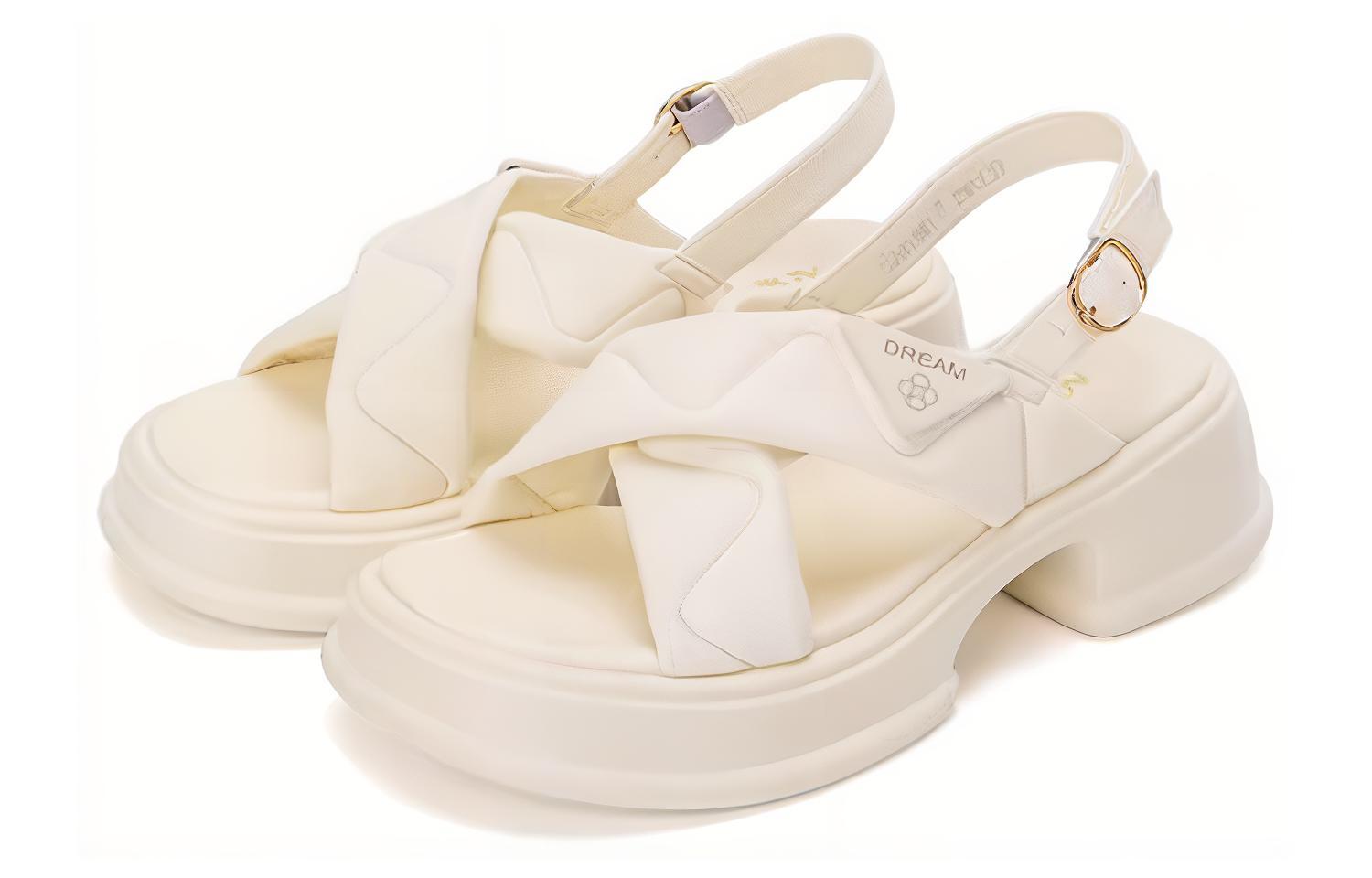 (W) Aokang Leather Sandals 'Fashion Open Toe Beige' 圖 4