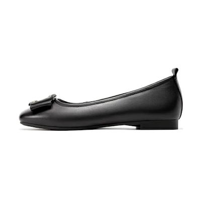 (W) Aokang Leather Slip-On Casual 'Black'