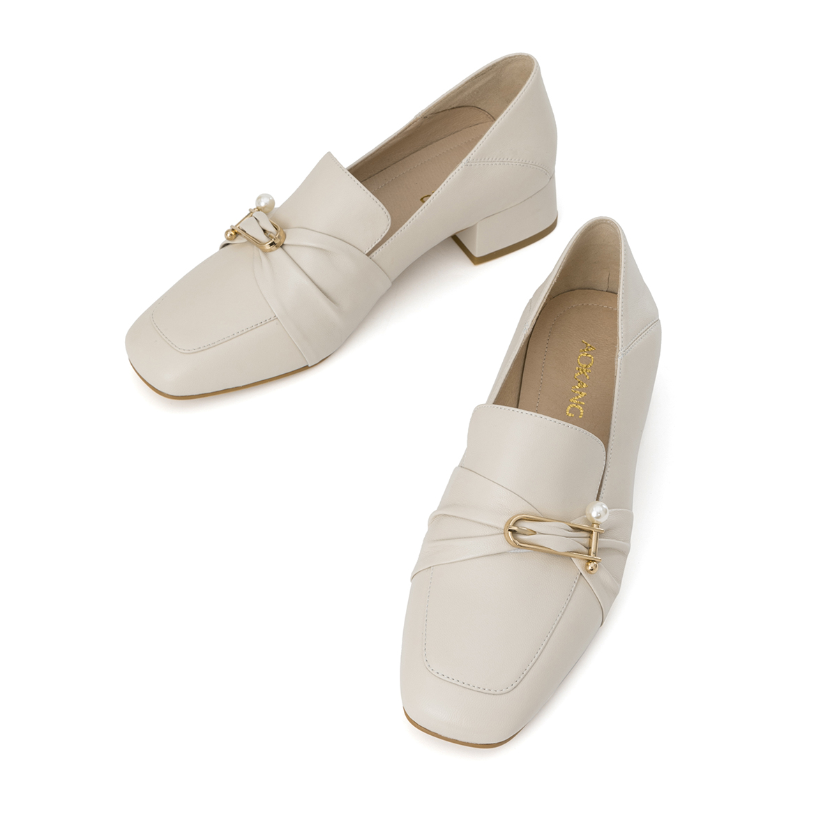 (W) Aokang Leather Square-Toe 'Metallic Beige' 圖 5