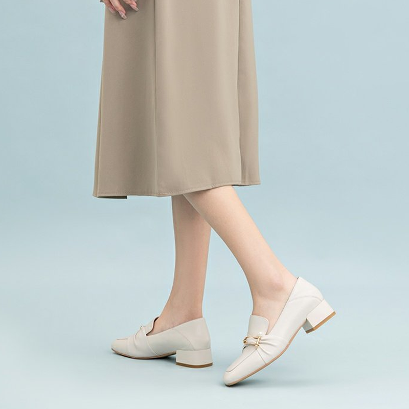 (W) Aokang Leather Square-Toe 'Metallic Beige' 圖 7