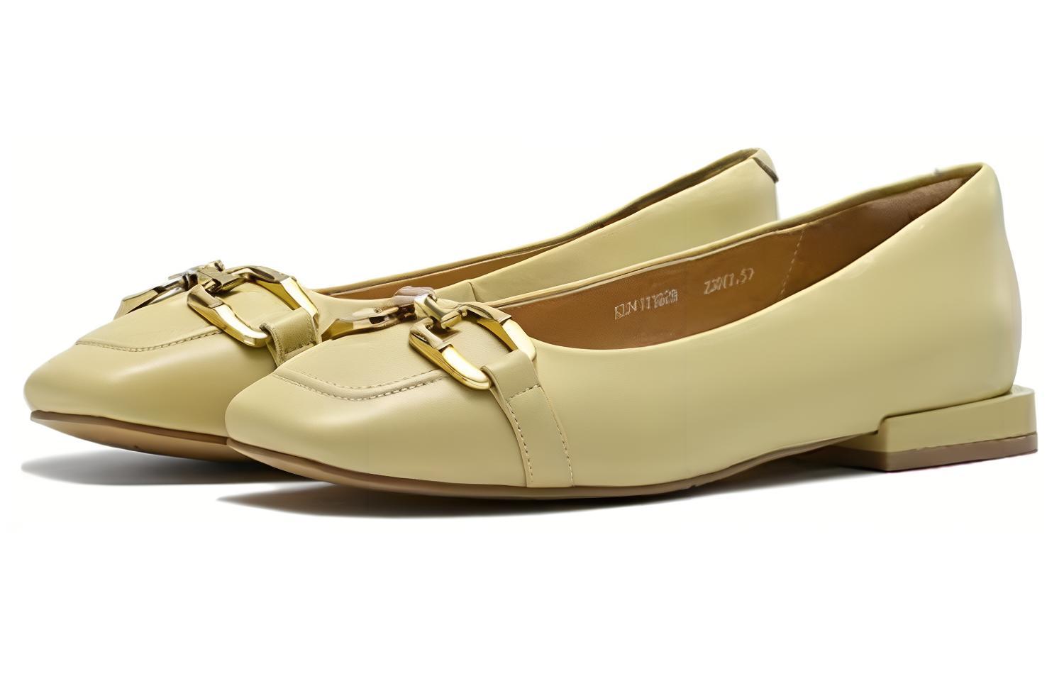 (W) Aokang Leather Square Toe Chunky Heel 'Casual Yellow' 圖 3