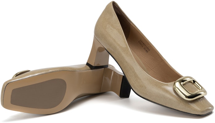 (Women) Aokang Leather Square Toe Slip-On Chunky Heel 5.5cm 'Comfort' 1234211053 3