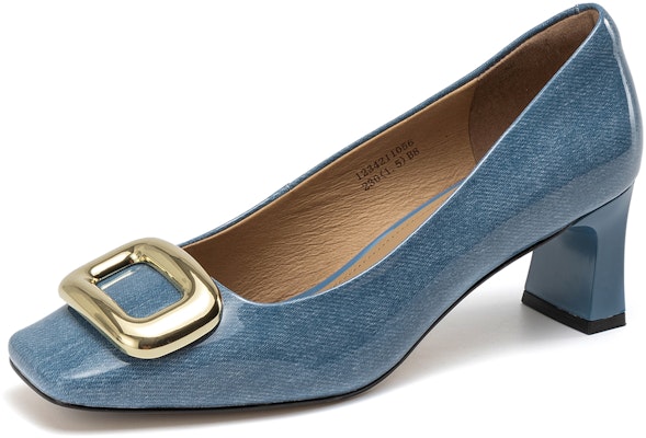 (Women) Aokang Leather Square Toe Slip-On Chunky Heel 5.5cm 'Comfort' 1234211053 7