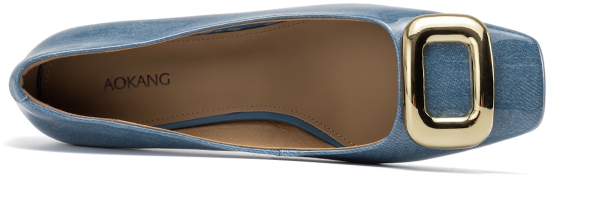 (Women) Aokang Leather Square Toe Slip-On Chunky Heel 5.5cm 'Comfort' 1234211053 8