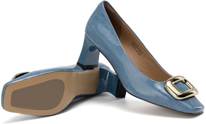 (Women) Aokang Leather Square Toe Slip-On Chunky Heel 5.5cm 'Comfort' 1234211053 10