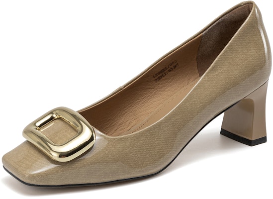 (Women) Aokang Leather Square Toe Slip-On Chunky Heel 5.5cm 'Comfort' 1234211053 Cheap (Women) Aokang Leather Square Toe Slip-On Chunky Heel 5.5cm 'Comfort' 1234211053