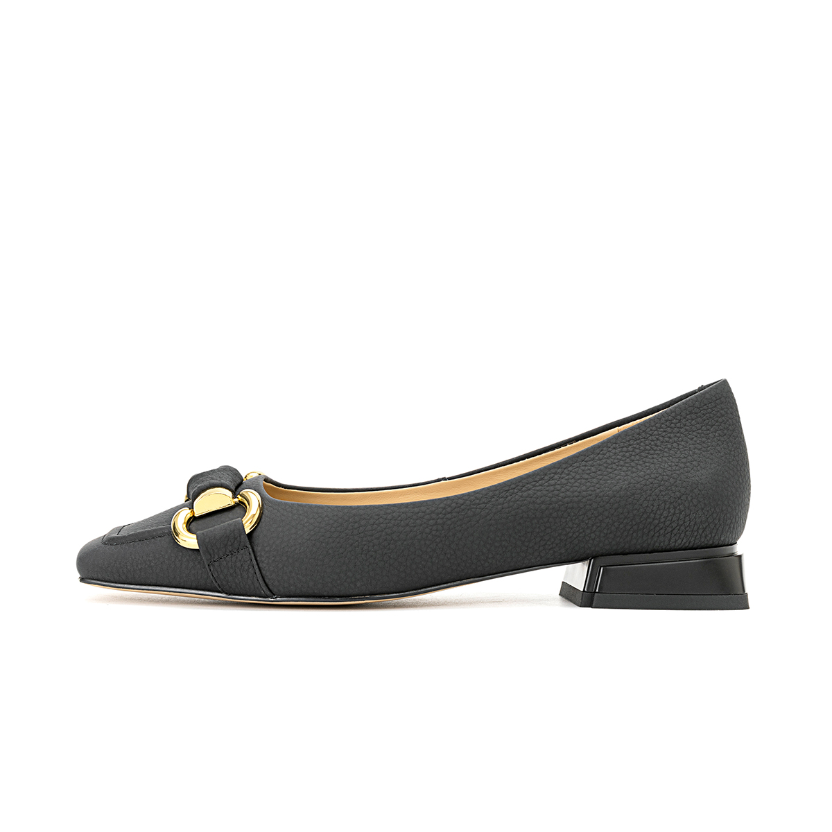 (W) Aokang Leather Square Toe Slip-On Loafers 'Black'