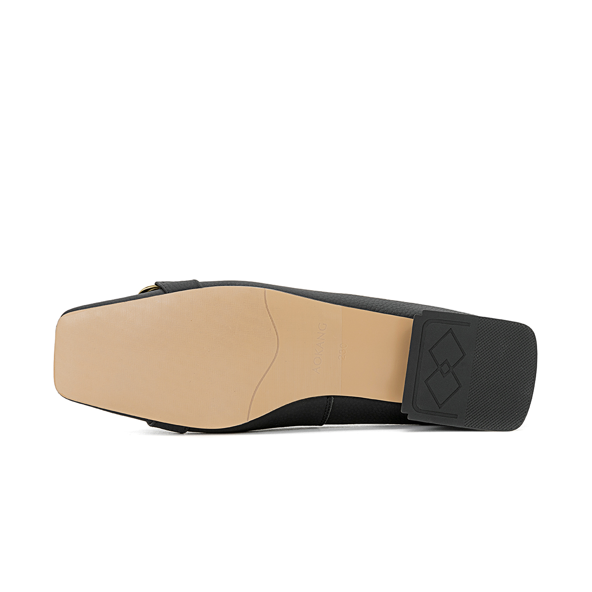 (W) Aokang Leather Square Toe Slip-On Loafers 'Black' 圖 5