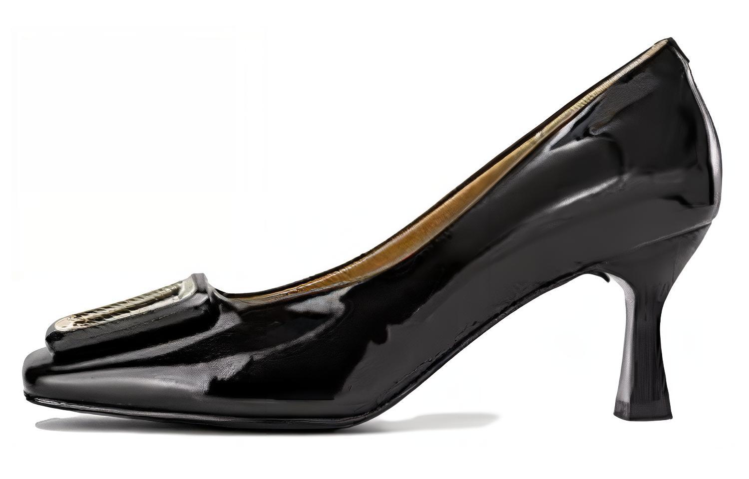 (W) Aokang Leather Stiletto High Heels 'Black Elegance'