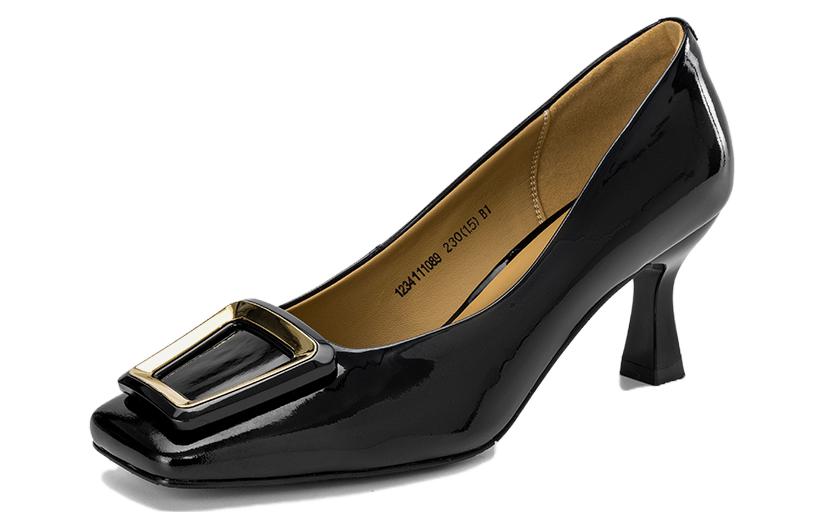 (W) Aokang Leather Stiletto High Heels 'Black Elegance' 圖 3