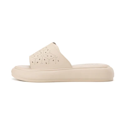 (W) Aokang Leather Thick Sole Cut-Out Slide 'One Strap'