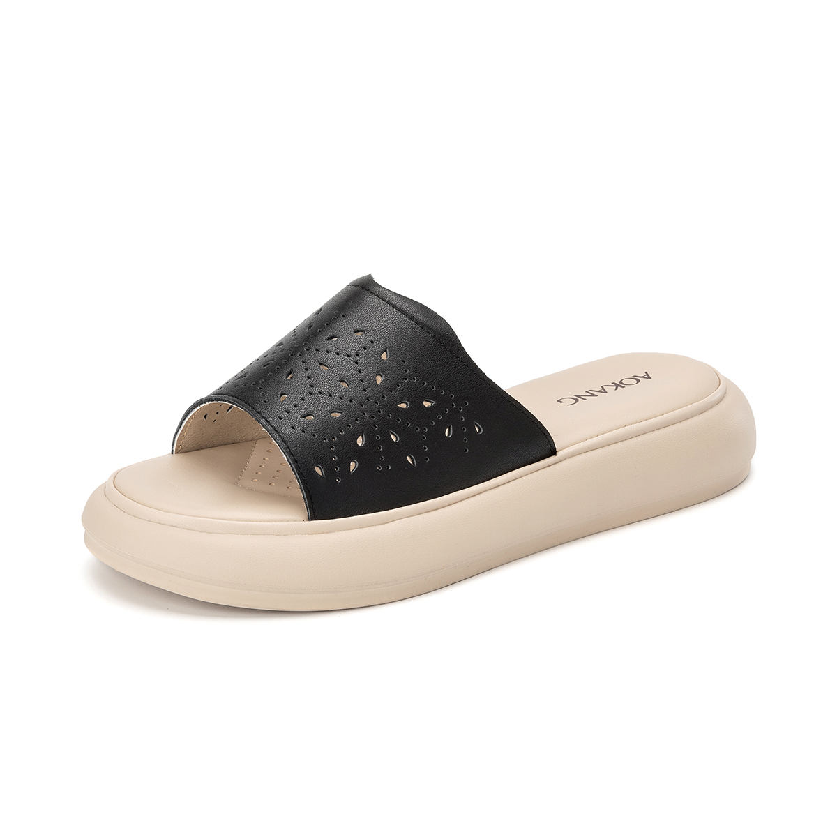 (W) Aokang Leather Thick Sole Cut-Out Slide 'One Strap' 圖 3