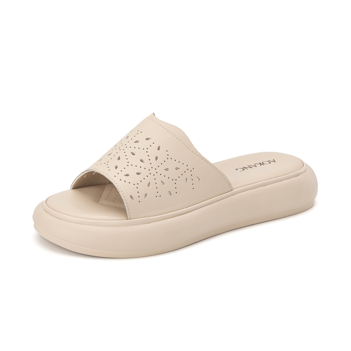 (W) Aokang Leather Thick Sole Cut-Out Slide 'One Strap' 圖 7