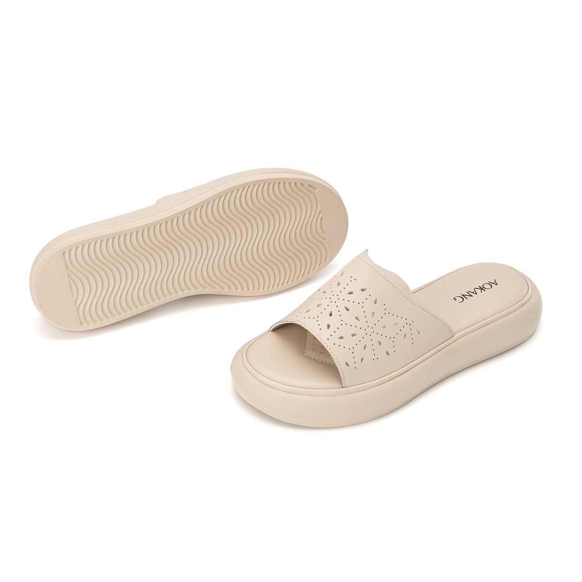 (W) Aokang Leather Thick Sole Cut-Out Slide 'One Strap' 圖 10