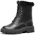 (W) But Martin Kulit Aokang Tapak Tebal Hujung Bulat Mid-Calf 'Hitam' 1214013037