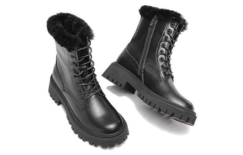 Purchase (W) Bota Martin Negra Aokang de Cuero con Suela Gruesa y Punta Redonda 1214013037