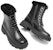 (W) But Martin Kulit Aokang Tapak Tebal Hujung Bulat Mid-Calf 'Hitam' 1214013037