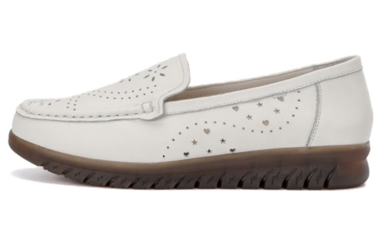 (Women) Aokang Leather Toe Cap Slip-On 'Beige' 1234321010