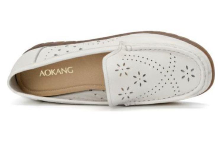 Shop 奧康AOKANG 頭層牛皮 包頭套腳 豆豆鞋 女款 米色