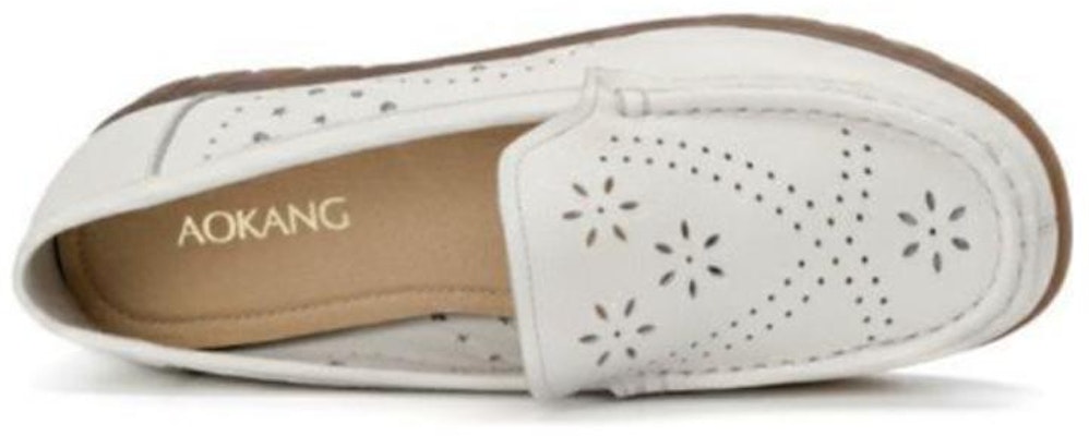奧康AOKANG 頭層牛皮 包頭套腳 豆豆鞋 女款 米色 Shop 奧康AOKANG 頭層牛皮 包頭套腳 豆豆鞋 女款 米色