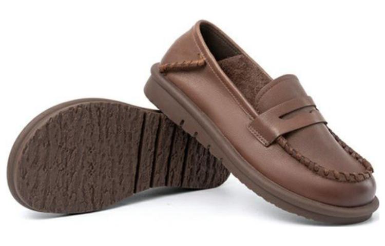 (Women) Aokang Loafers 'Brown Slip-On' 1224424005