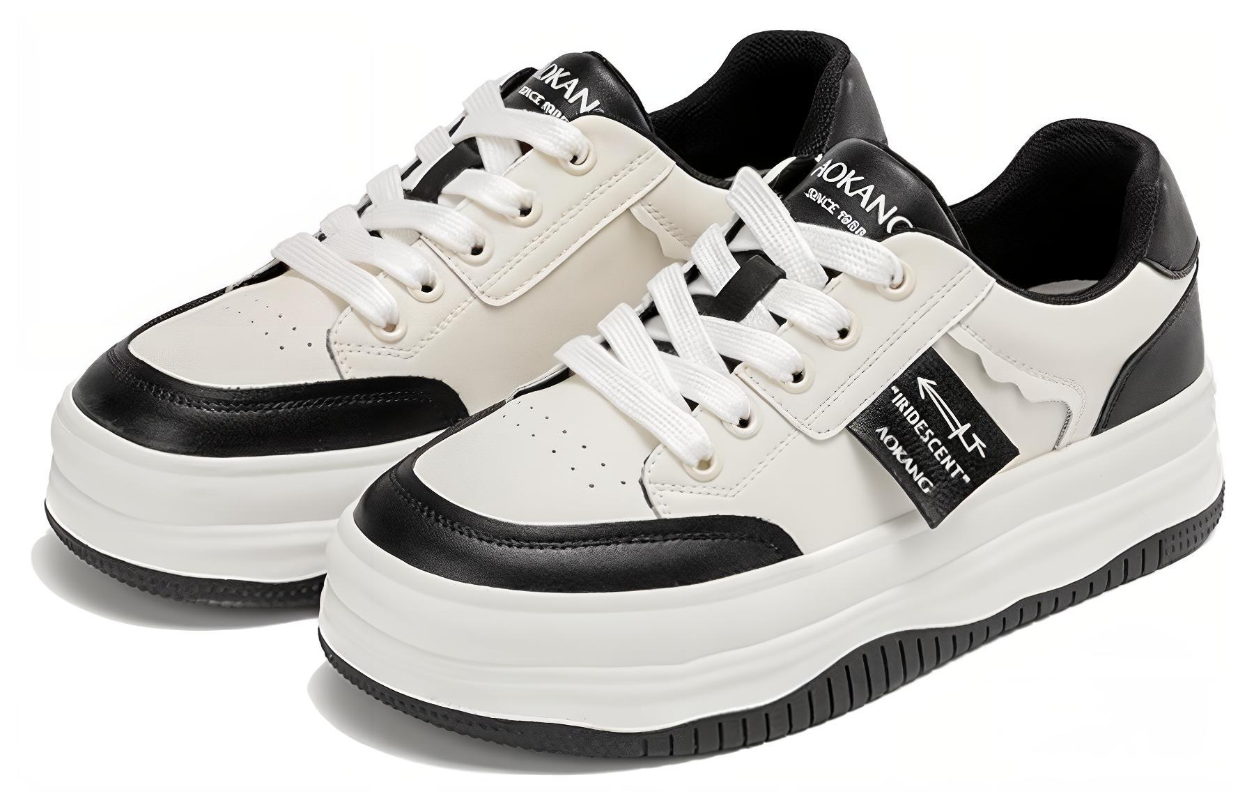 Lookbook 奧康AOKANG 厚底休閒時尚 低幫 板鞋 4.5cm 女款 黑白色