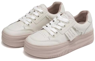 奧康AOKANG 厚底休閒時尚 低幫 板鞋 4.5cm 女款 米白粉色 Order 奧康AOKANG 厚底休閒時尚 低幫 板鞋 4.5cm 女款 米白粉色