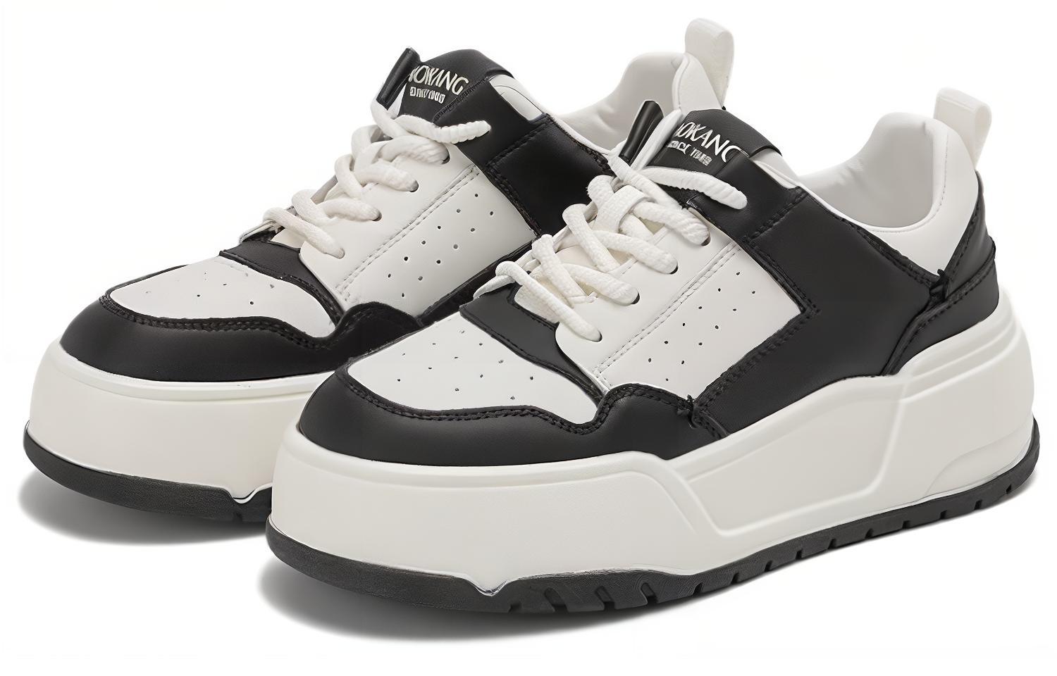 Order (W) AOKANG ベージュ/黒 ローカットレザースニーカー 1234422081