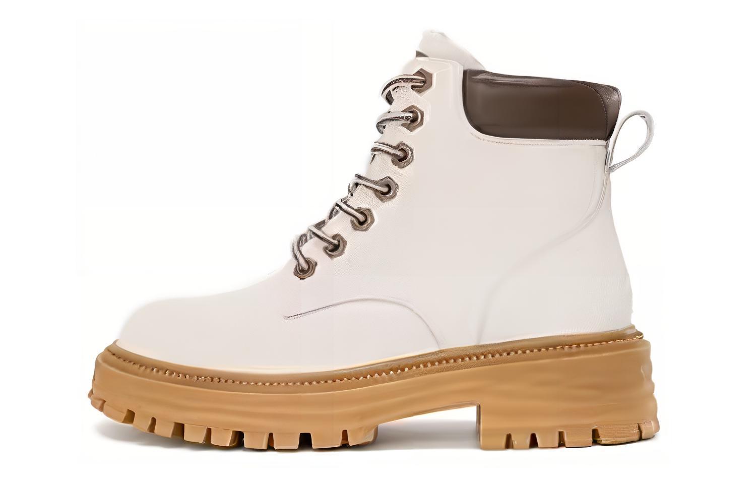 (Women) Aokang Mid-Calf Martin Boots 'Fashion Strap Beige' 1224913008