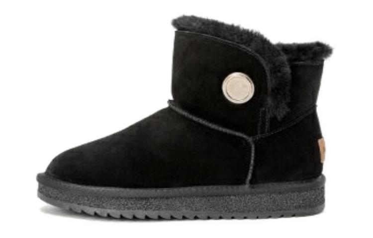 (Women) Aokang Mid-Calf Snow Boots 'Black Comfort Fashion' 1224021023