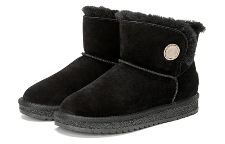 Lookbook 奧康AOKANG 頭層牛皮 耐磨減震 舒適時尚 中筒 雪地靴 女款 黑