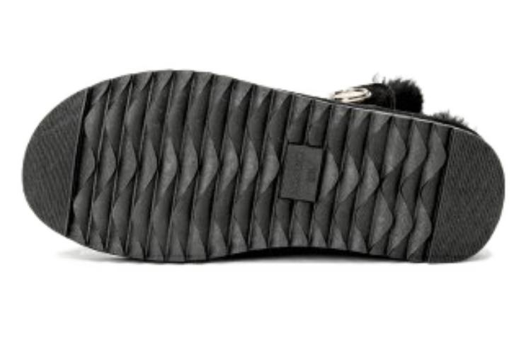 Shop 奧康AOKANG 頭層牛皮 耐磨減震 舒適時尚 中筒 雪地靴 女款 黑