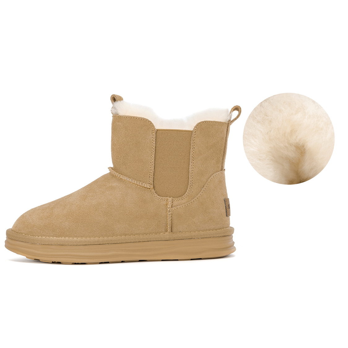 (Women) Aokang Mid-Calf Snow Boots 'Warm Camel Suede' 1224021029