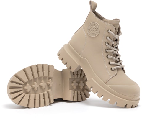 奧康AOKANG 皮革 復古厚底百搭 中筒 馬丁靴 5cm 女款 2