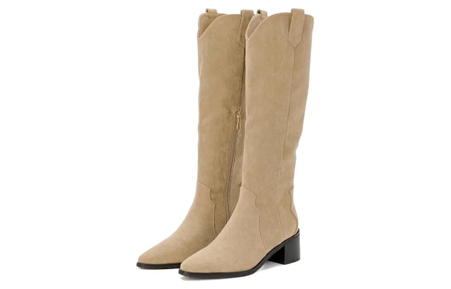 (W) Aokang Pointed Toe High Heel Boots 'Apricot' 圖 3