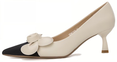 (Women) Aokang Pointed Toe Slip-On Stiletto 'Beige Black' 1224211058 (Women) Aokang Pointed Toe Slip-On Stiletto 'Beige Black' 1224211058