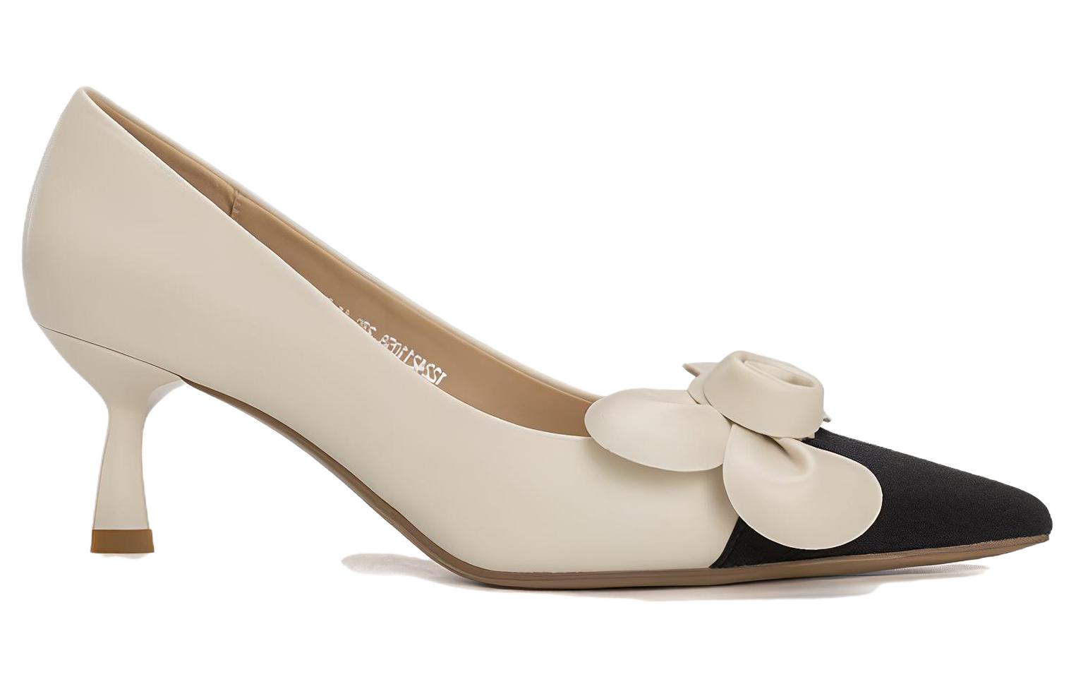 Order 奧康AOKANG PU 尖頭套腳 細跟 高跟鞋 女款 米黑色